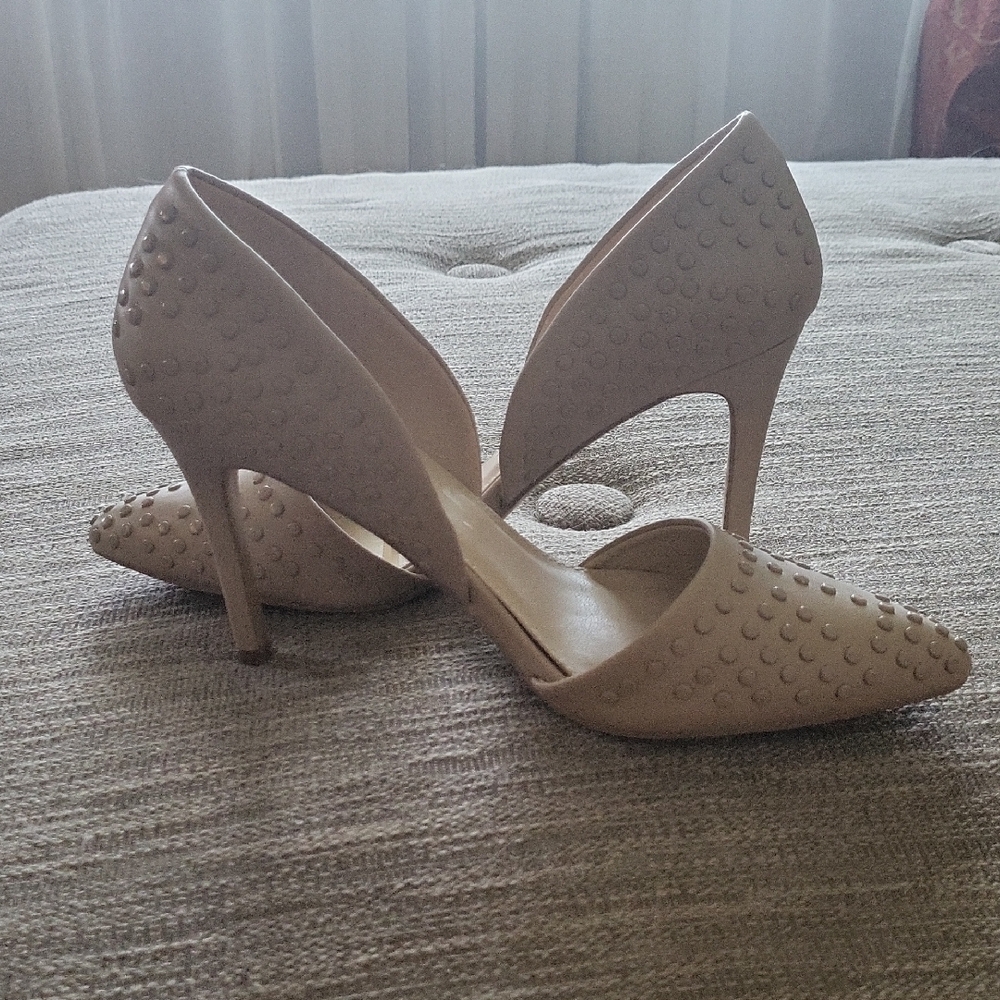 French Connection Nude Studded Heels